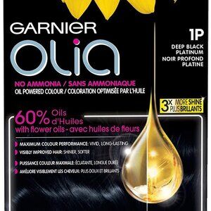 Garnier Olia Permanent Oil Powered Hair Color, 1P Deep Black Platinum